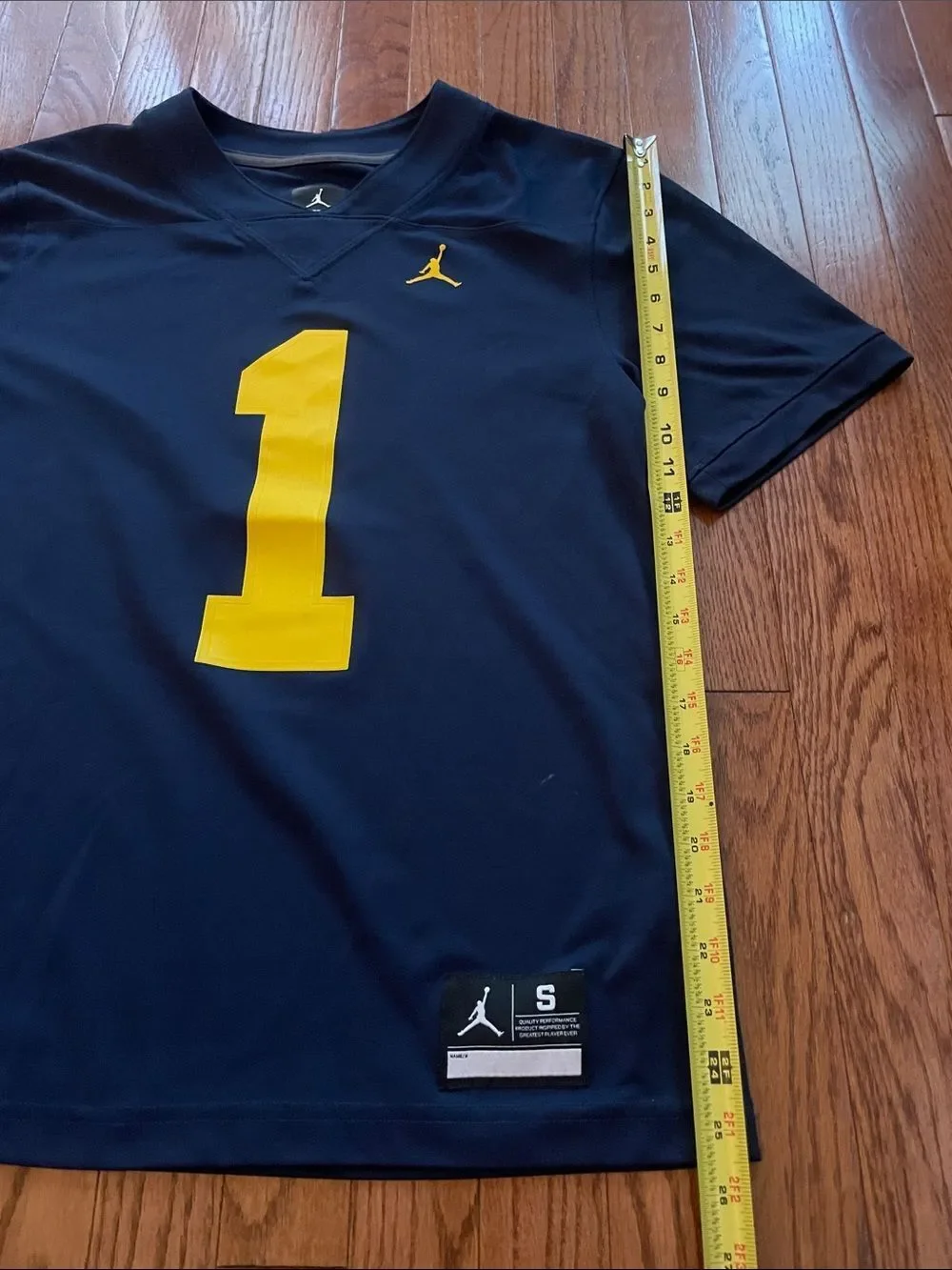 Jordan Michigan Wolverines Navy Blue Dri Fit Number 1 Jersey Sz S